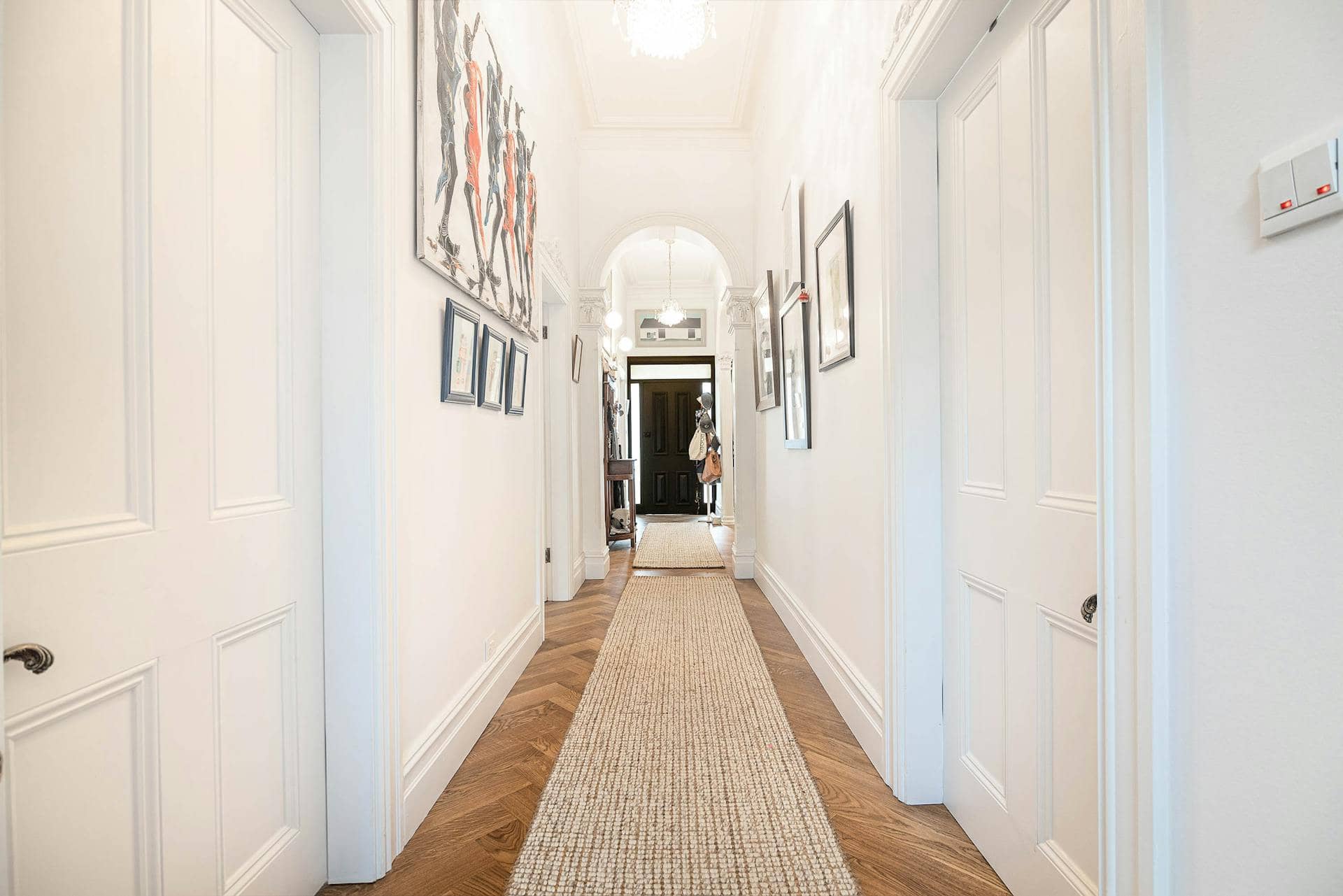 Hallway with white walls